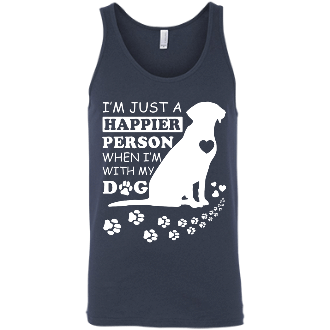 I'm Just A Happier Person When I'm With Dog-T-Shirt & Hoodie-Unisex Tank-Navy