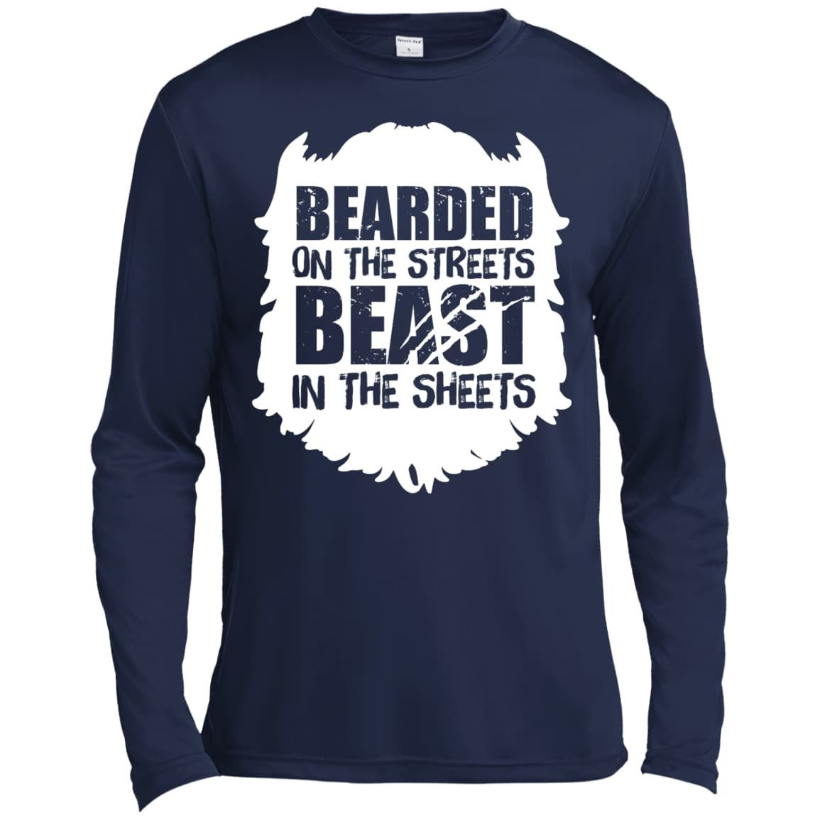 Bearded On The Streets Beast In The Sheets-T-Shirt & Hoodie-Long Sleeve T-Shirt-Navy