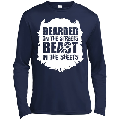 Bearded On The Streets Beast In The Sheets-T-Shirt & Hoodie-Long Sleeve T-Shirt-Navy