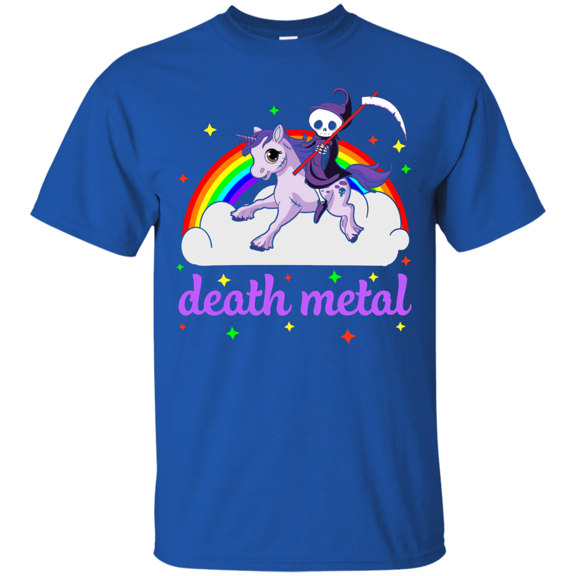 Rainbow Death Metal Rocker Unicorn-T-Shirt & Hoodie-Classic T-Shirt-Royal
