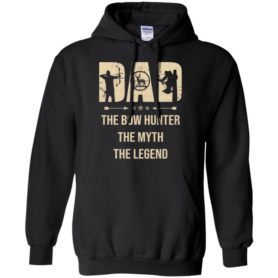 Dad The Bow Hunter The Myth The Legend Funny Hunting-T-Shirt & Hoodie-Pullover Hoodie-Black
