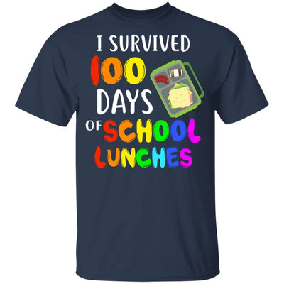 I Survived 100 Days School Lunches Kids Youth-Youth Shirt-Youth T-Shirt-Navy
