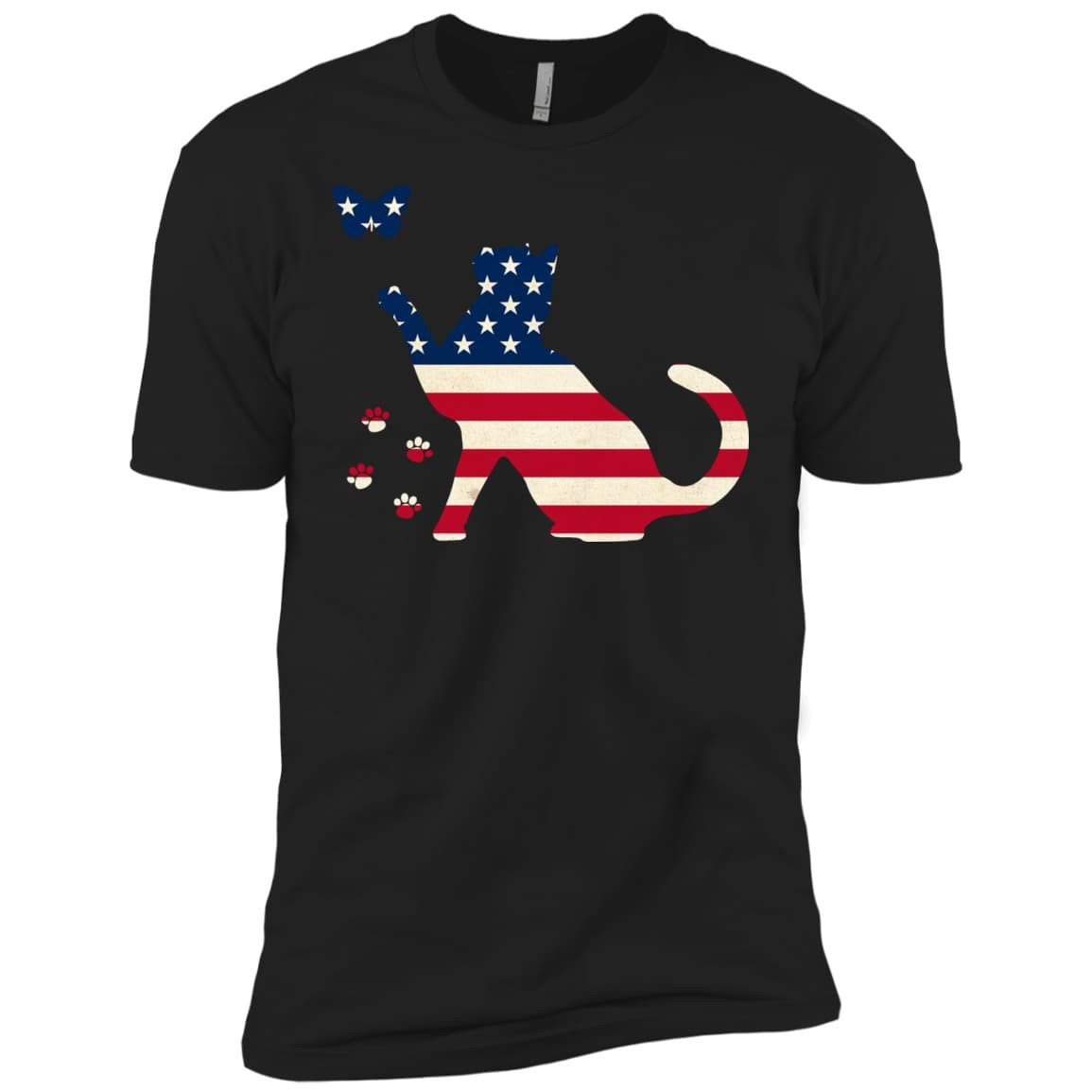 Meowica Cat American Flag 4th of July-T-Shirt & Hoodie-Premium T-Shirt-Black