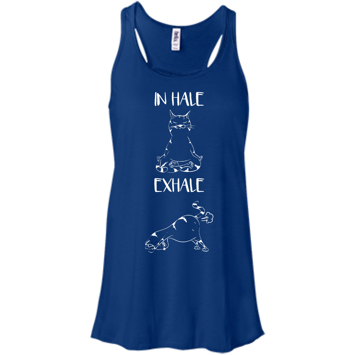 Yoga Cat Inhale Exhale-T-Shirt & Hoodie-Women's Flowy Racerback Tank-True Royal