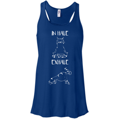 Yoga Cat Inhale Exhale-T-Shirt & Hoodie-Women's Flowy Racerback Tank-True Royal