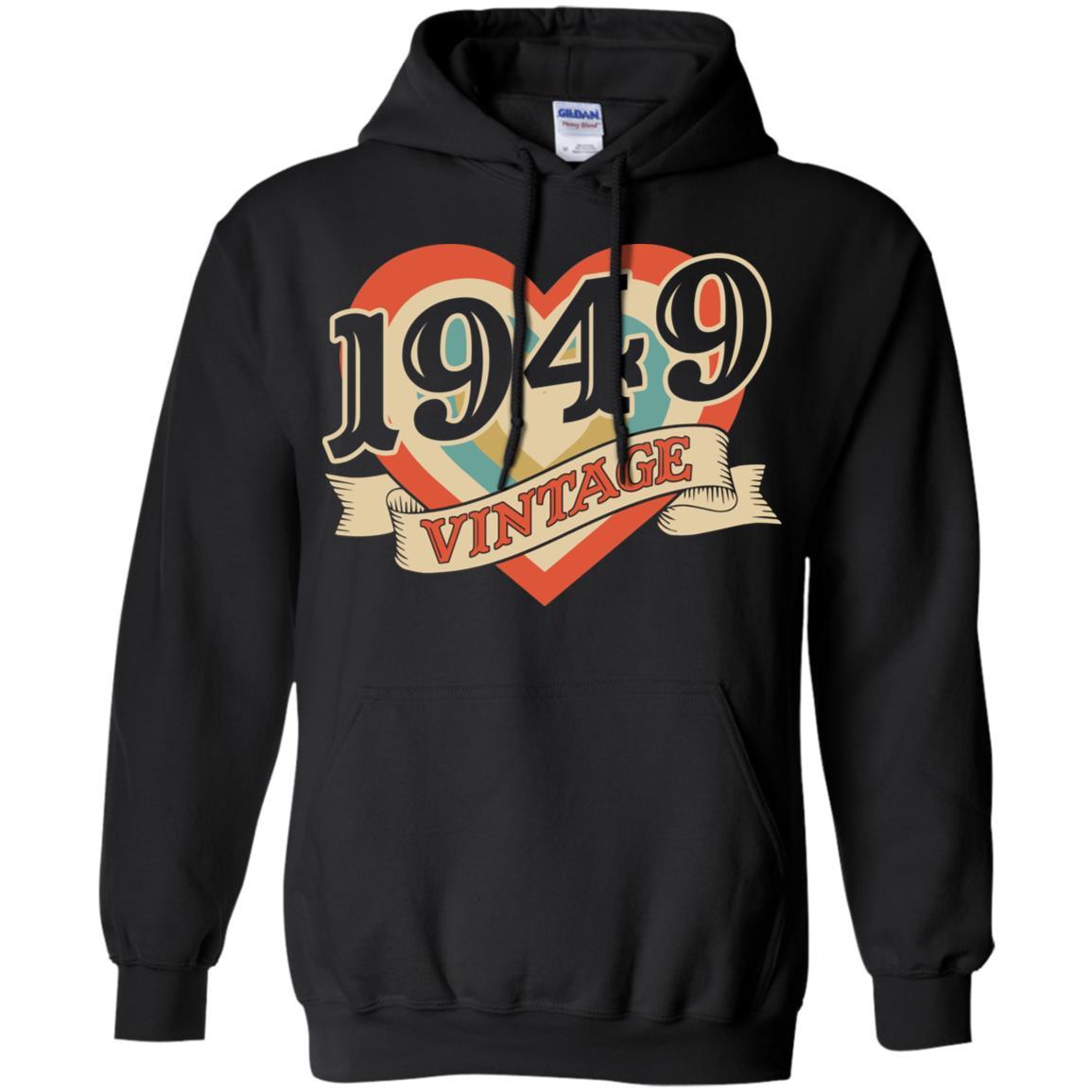 Vintage Retro Classic Heart Made In 1949 72th Birthday-T-Shirt & Tank Top-Pullover Hoodie-Black