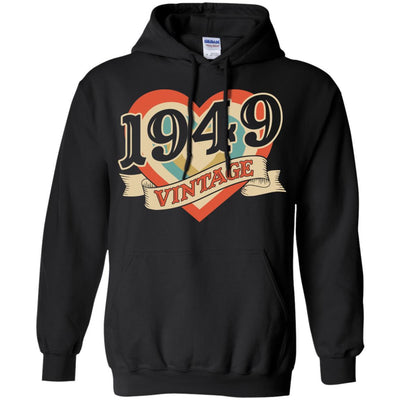 Vintage Retro Classic Heart Made In 1949 72th Birthday-T-Shirt & Tank Top-Pullover Hoodie-Black