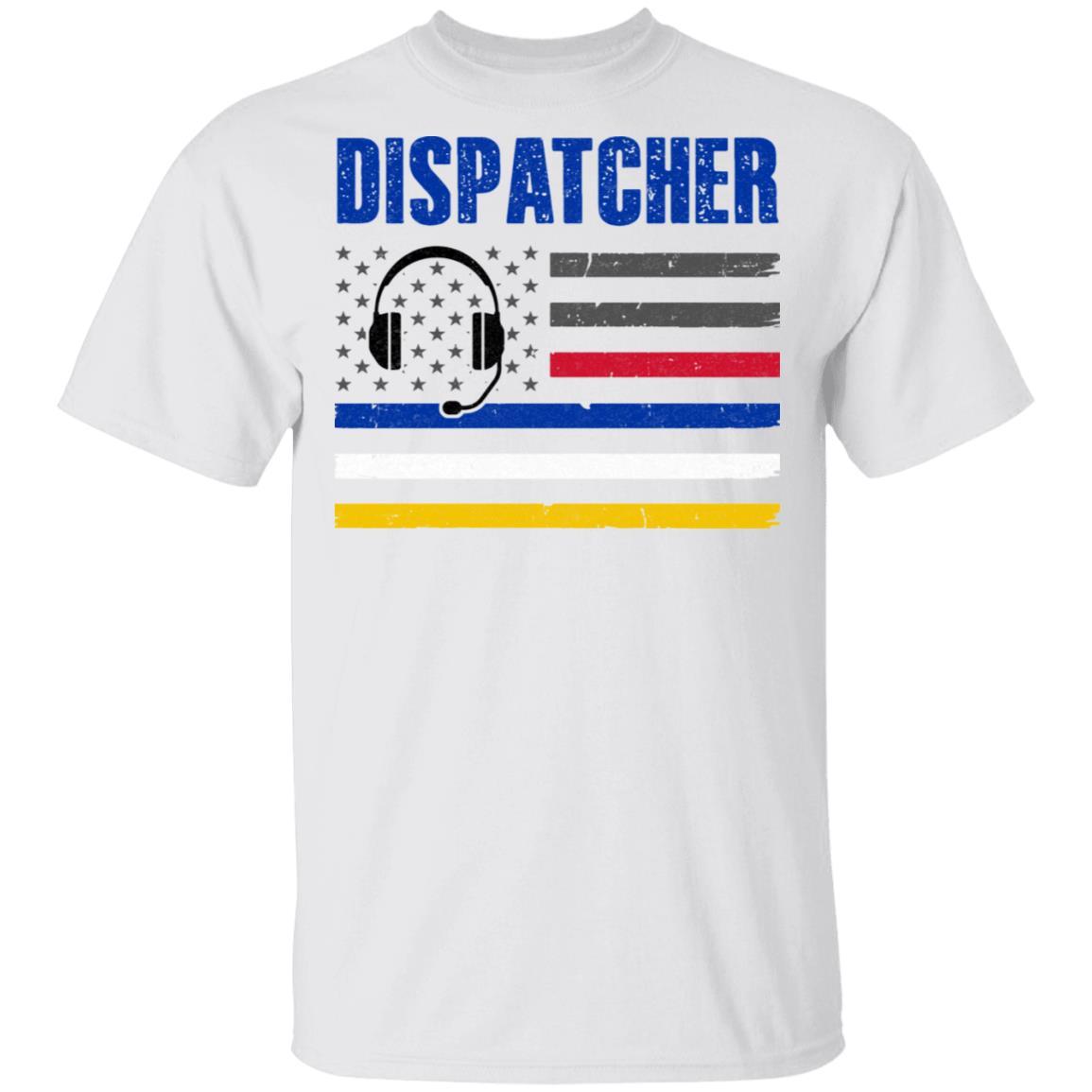 Dispatcher 911 Emergency Police Fire EMS American Flag-T-Shirt & Hoodie-Classic T-Shirt-White