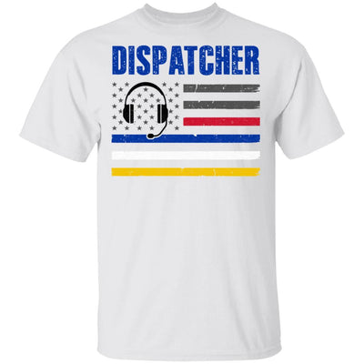 Dispatcher 911 Emergency Police Fire EMS American Flag-T-Shirt & Hoodie-Classic T-Shirt-White