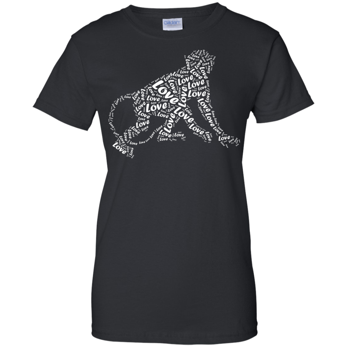 I Love Monkey T-Shirt Word Graphic Tee-T-Shirt & Hoodie-Women's T-Shirt-Black