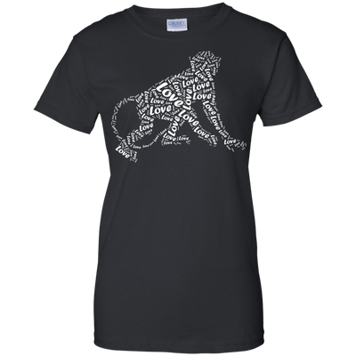 I Love Monkey T-Shirt Word Graphic Tee-T-Shirt & Hoodie-Women's T-Shirt-Black
