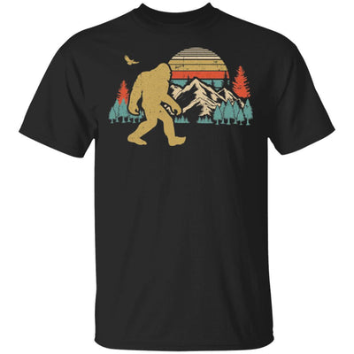Vintage Retro Bigfoot Silhouette Mountain Sun Believe-T-Shirt & Hoodie-Classic T-Shirt-Black