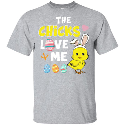 Happy Easter Funny Chick Bunny Ears With Egg-T-Shirt & Hoodie-Classic T-Shirt-Sport Grey
