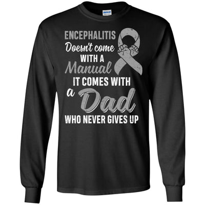 Encephalitis Awareness Dad Warrior Gifts-T-Shirt & Hoodie-Long Sleeve T-Shirt-Black