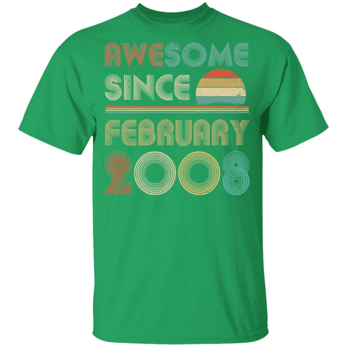Awesome Since February 2008 Vintage 13th Birthday Gifts Youth-Youth Shirt-Youth T-Shirt-Irish Green
