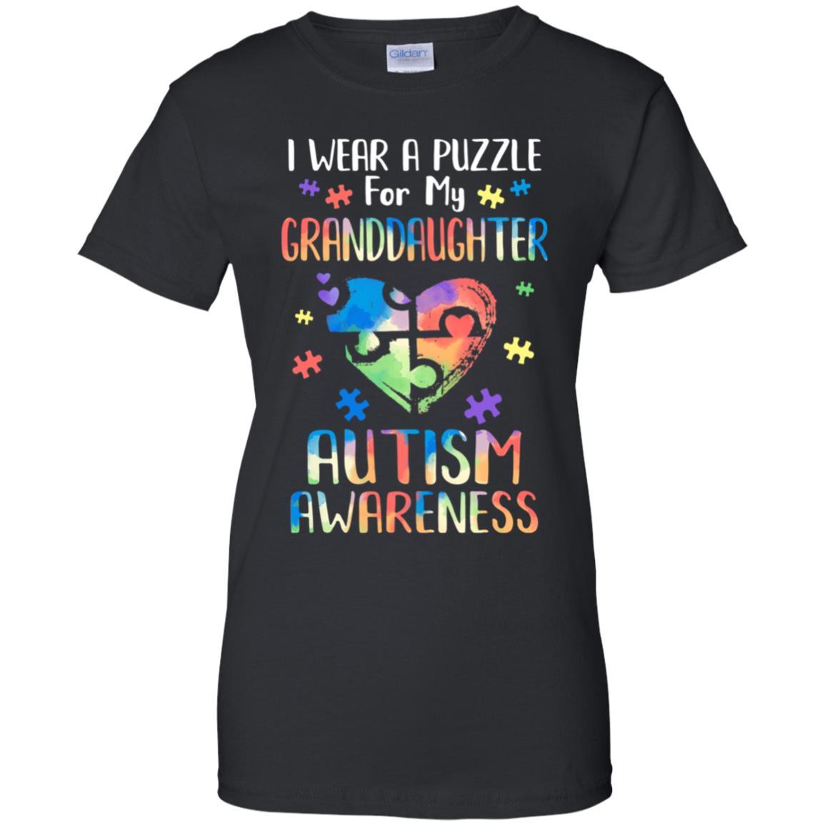 I Wear A Puzzle For My Granddaughter Autism Awareness-T-Shirt & Hoodie-Women's T-Shirt-Black
