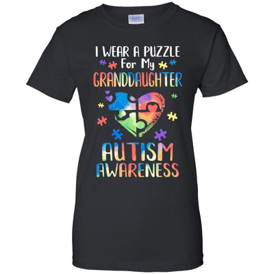 I Wear A Puzzle For My Granddaughter Autism Awareness-T-Shirt & Hoodie-Women's T-Shirt-Black