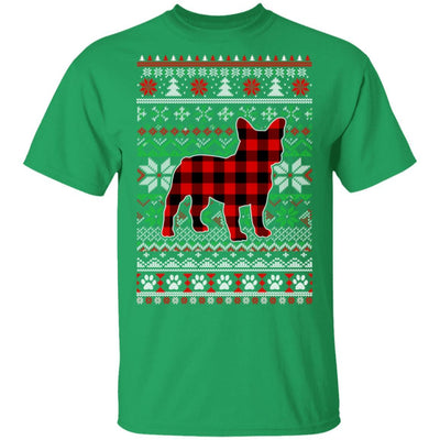 French Bulldog Red Plaid Ugly Christmas Sweater Gifts-T-Shirt & Sweatshirt-Classic T-Shirt-Irish Green