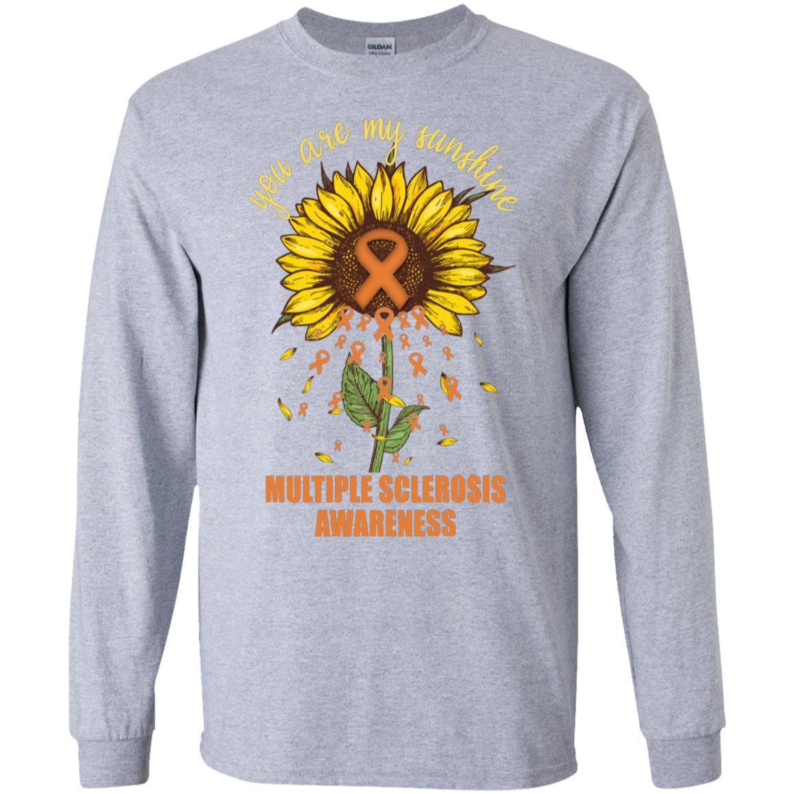 You Are My Sunshine Multiple Sclerosis Awareness-T-Shirt & Hoodie-Long Sleeve T-Shirt-Sport Grey
