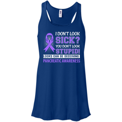 I Don't Look Sick Pancreatic Awareness-T-Shirt & Hoodie-Women's Flowy Racerback Tank-True Royal