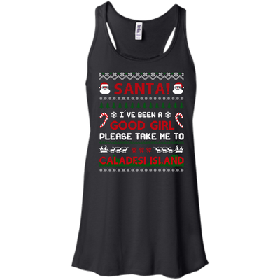 Santa I've Been A Good Girl Please Take Me To Caladesi Island-T-Shirt & Hoodie-Women's Flowy Racerback Tank-Black
