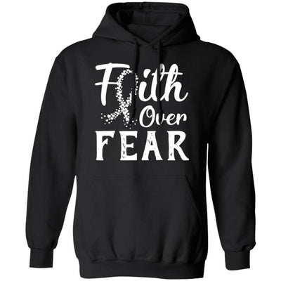 Lung Cancer Awareness White Faith Over Fear-T-Shirt & Hoodie-Pullover Hoodie-Black