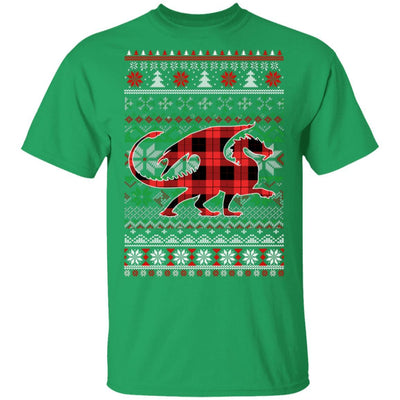 Dragon Red Plaid Ugly Christmas Sweater Funny Gifts-T-Shirt & Sweatshirt-Classic T-Shirt-Irish Green