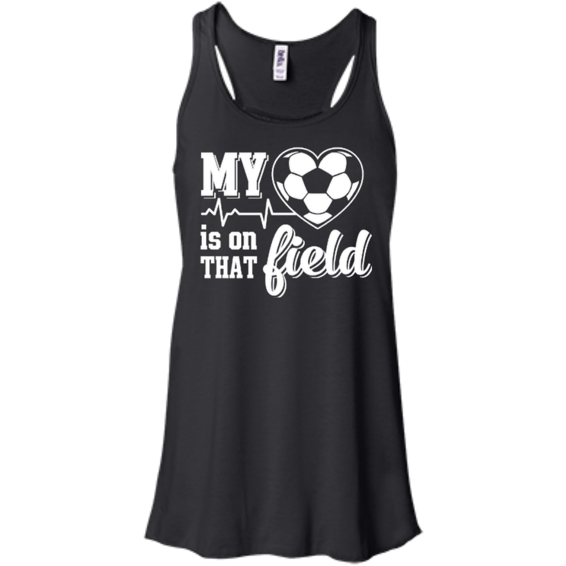 My Heart Is On That Field Soccer-T-Shirt & Hoodie-Women's Flowy Racerback Tank-Black