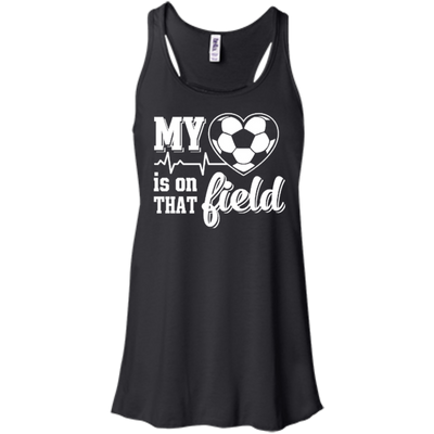 My Heart Is On That Field Soccer-T-Shirt & Hoodie-Women's Flowy Racerback Tank-Black