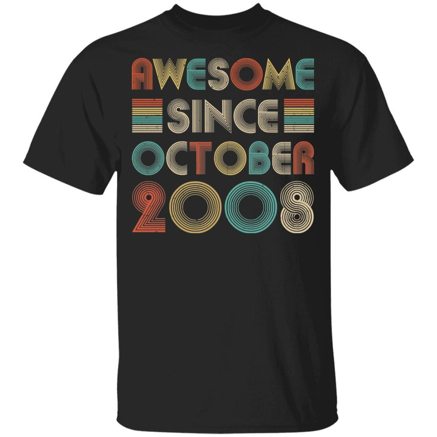 Awesome Since October 2008 Vintage 13th Birthday Gifts Youth-Youth Shirt-Youth T-Shirt-Black