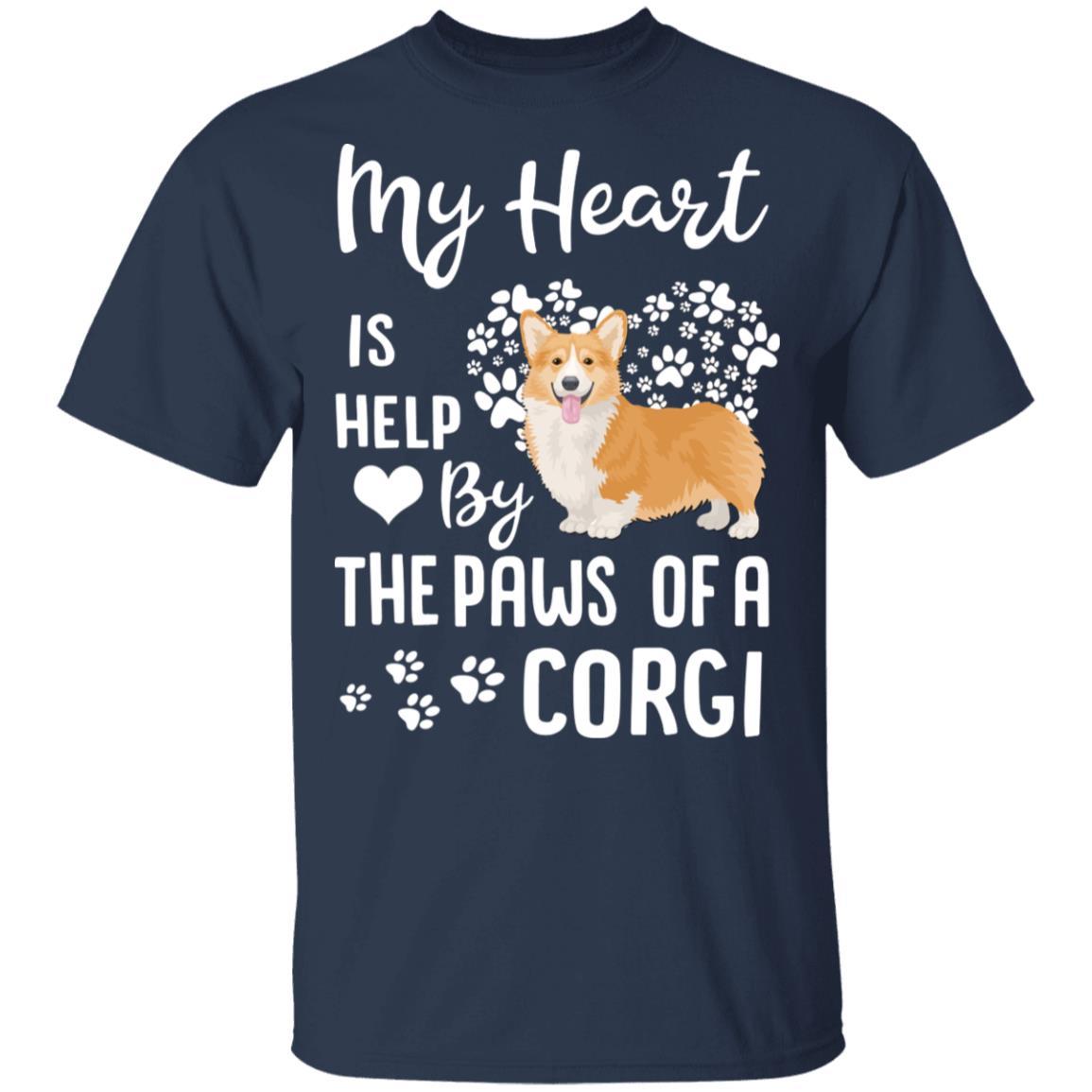 My Heart Is Held By The Paws Of A Corgi Lover-T-Shirt & Hoodie-Classic T-Shirt-Navy