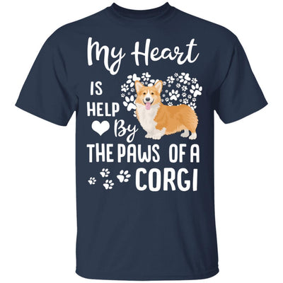 My Heart Is Held By The Paws Of A Corgi Lover-T-Shirt & Hoodie-Classic T-Shirt-Navy