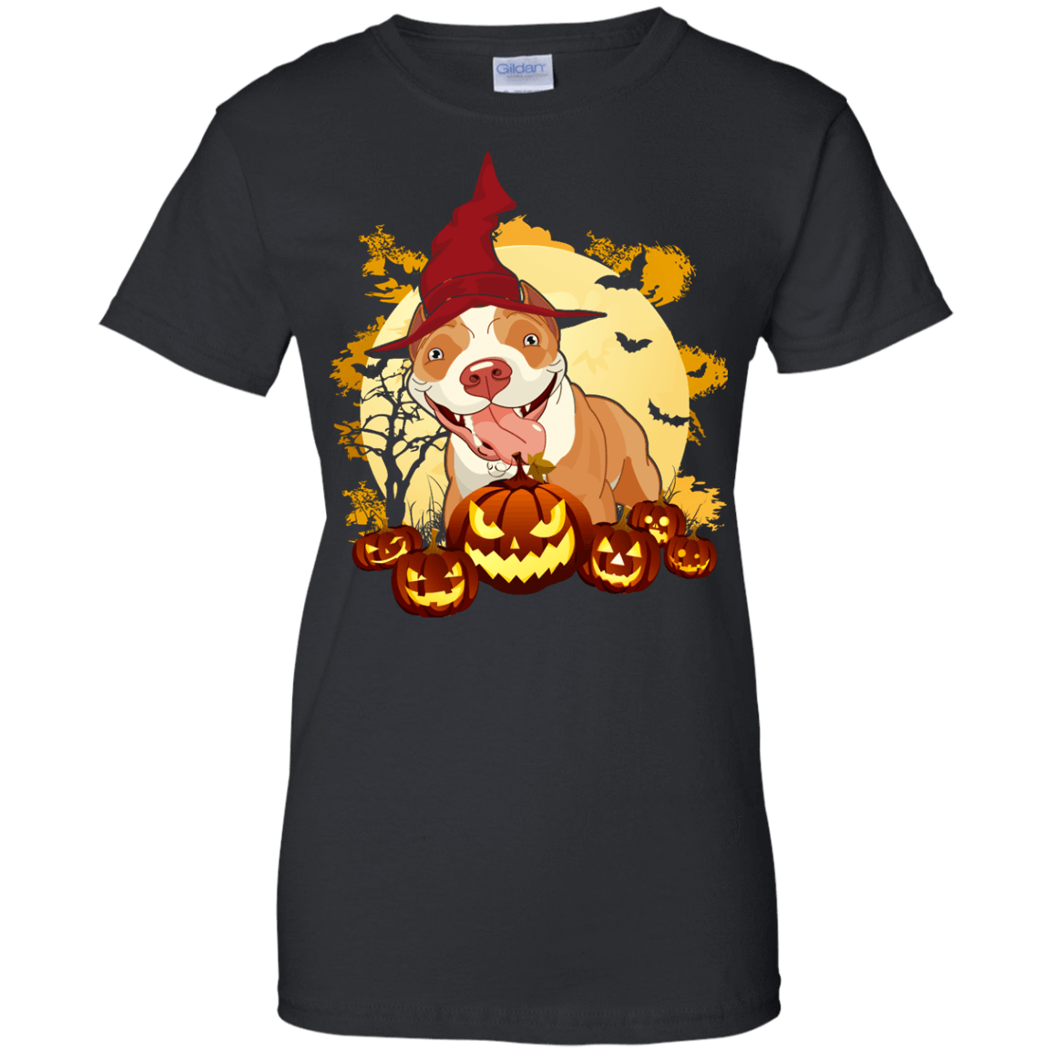 Pitbull Halloween Pumpkin-T-Shirt & Hoodie-Women's T-Shirt-Black
