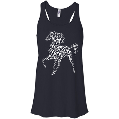 I Love Horse T-Shirt Word Graphic Tee-T-Shirt & Hoodie-Women's Flowy Racerback Tank-Midnight