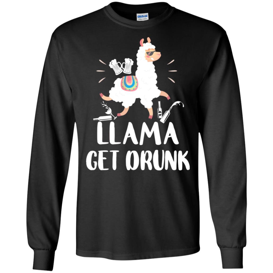 Funny Llama Get Drunk Mom Mommy Drinking Party-T-Shirt & Tank Top-Long Sleeve T-Shirt-Black