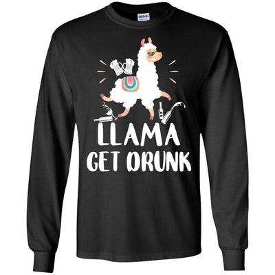 Funny Llama Get Drunk Mom Mommy Drinking Party-T-Shirt & Tank Top-Long Sleeve T-Shirt-Black