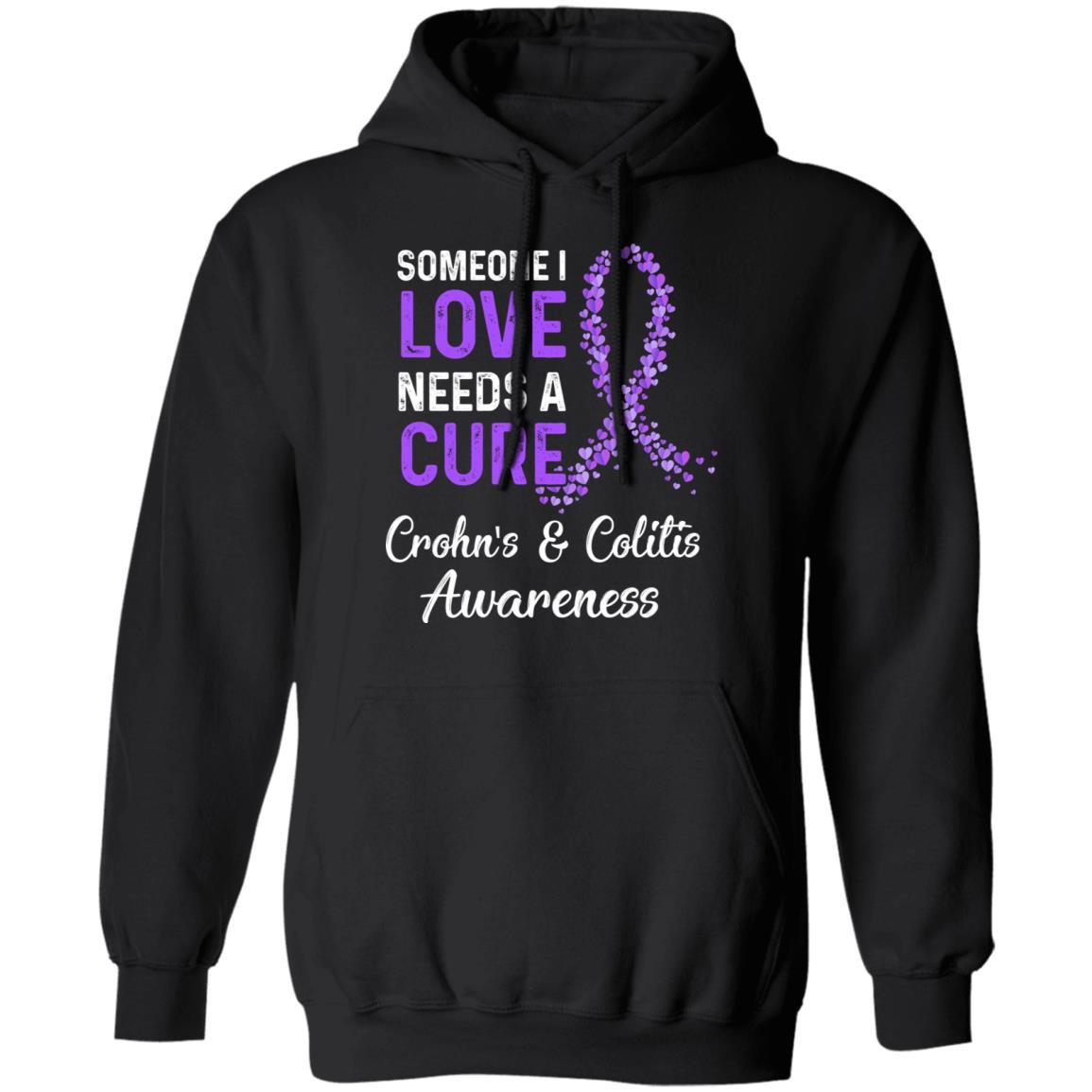 Someone I Love Needs Cure Crohn's And Colitis Awareness-T-Shirt & Hoodie-Pullover Hoodie-Black