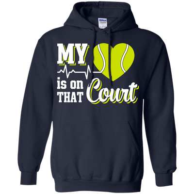 My Heart Is On That Court Tennis T Shirt-T-Shirt & Hoodie-Pullover Hoodie-Navy
