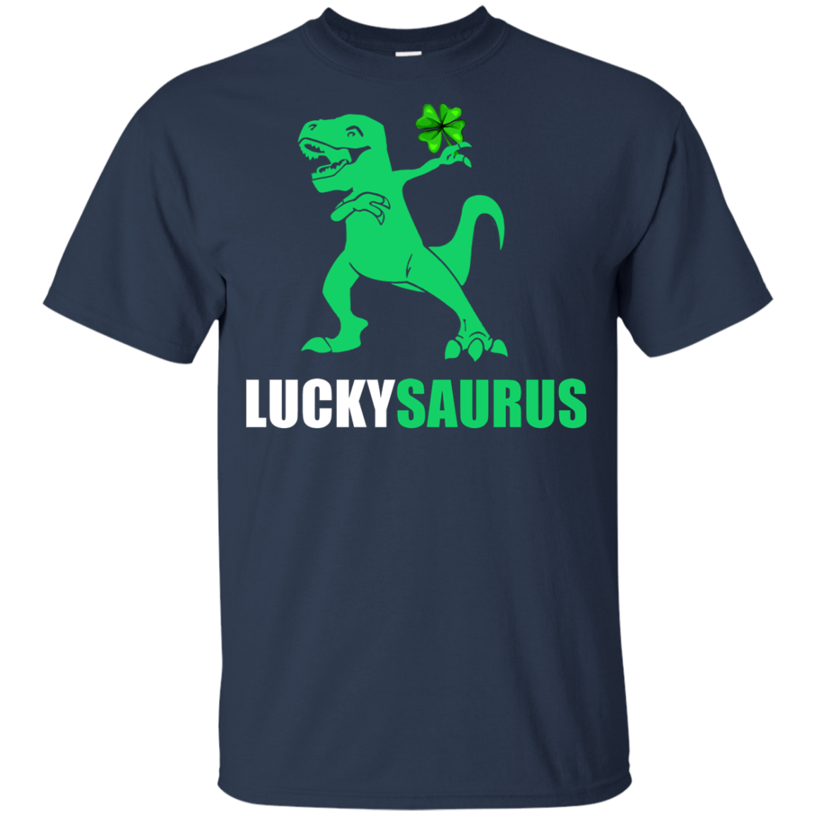 Irish Dinosaur Leprechaun St Patricks Day Luckysaurus Youth-Youth Shirt-Youth T-Shirt-Navy