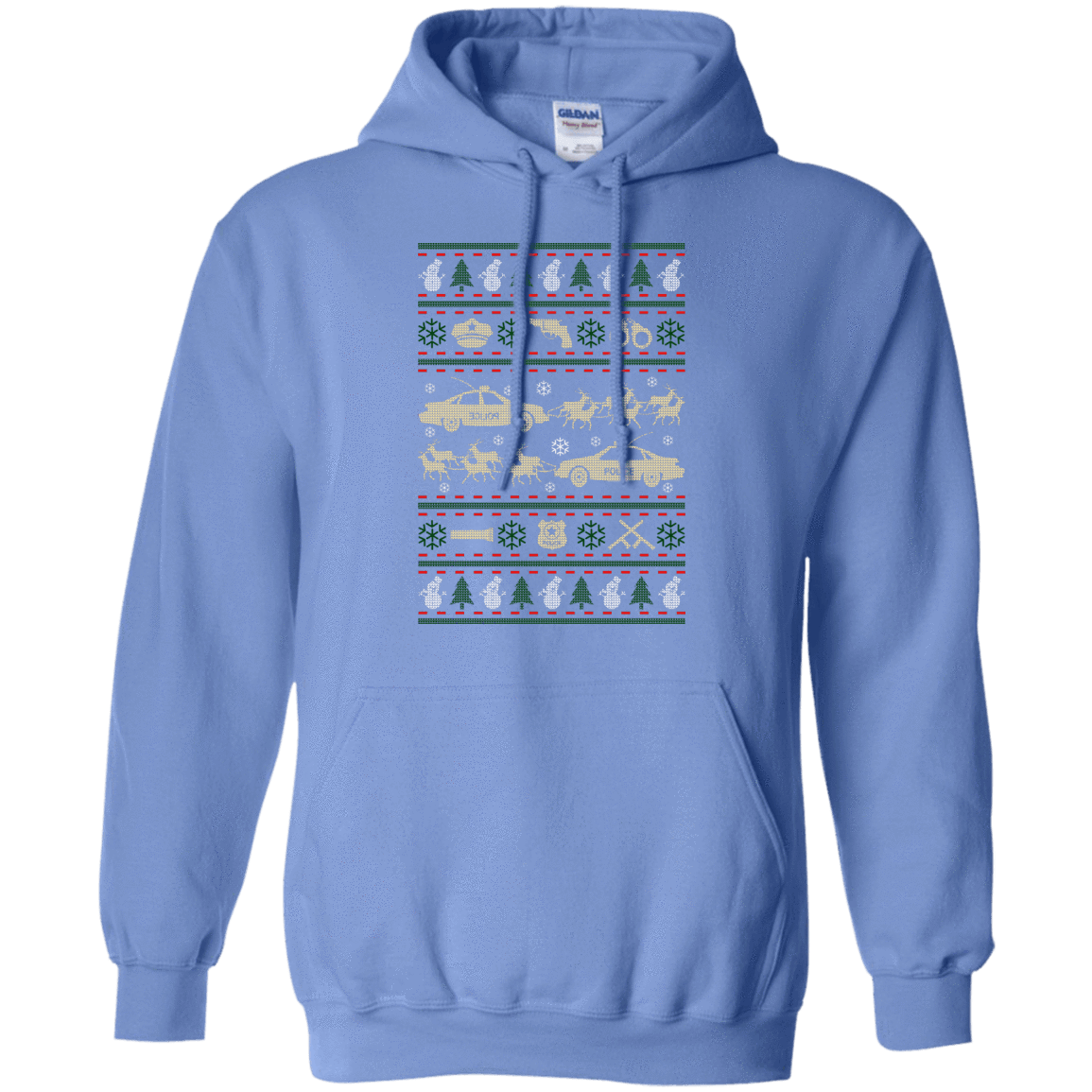 Police Christmas Ugly Sweater-T-Shirt & Hoodie-Pullover Hoodie-Carolina Blue
