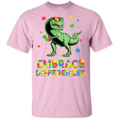 Dinosaur Puzzle Autism Awareness Embrace Differences Youth-Youth Shirt-Youth T-Shirt-Light Pink
