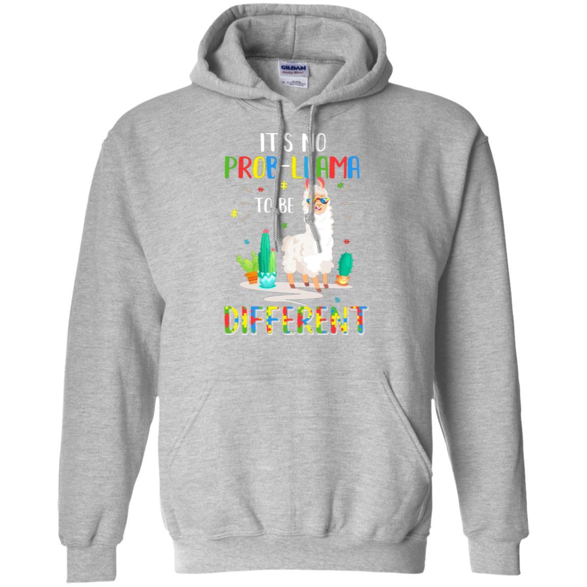 No Prob Llama To Be Different Llama Autism Awareness Gift-T-Shirt & Hoodie-Pullover Hoodie-Sport Grey