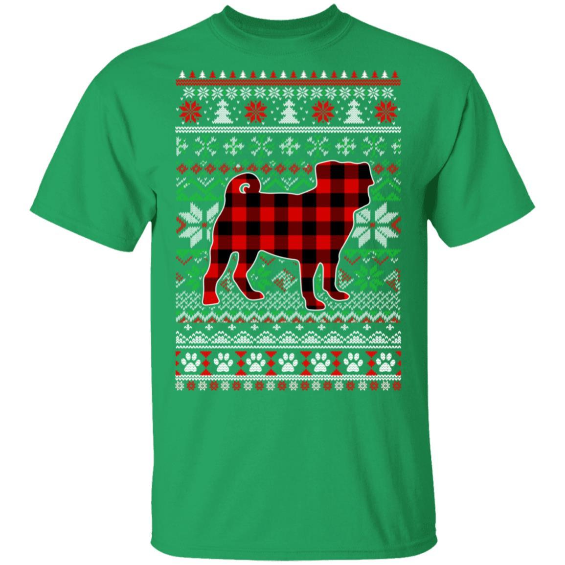 Pug Red Plaid Ugly Christmas Sweater Gifts-T-Shirt & Sweatshirt-Classic T-Shirt-Irish Green