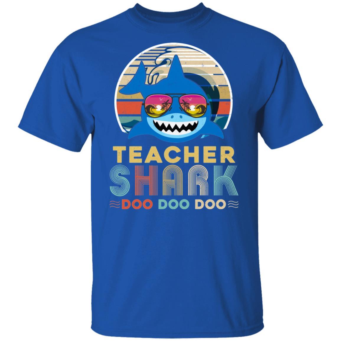 Retro Vintage Teacher Shark Doo Doo Doo-T-Shirt & Hoodie-Classic T-Shirt-Royal