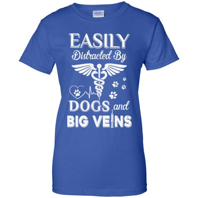 Easily Distracted By Dogs And Big Veins Nurse Puppy-T-Shirt & Hoodie-Women's T-Shirt-Royal