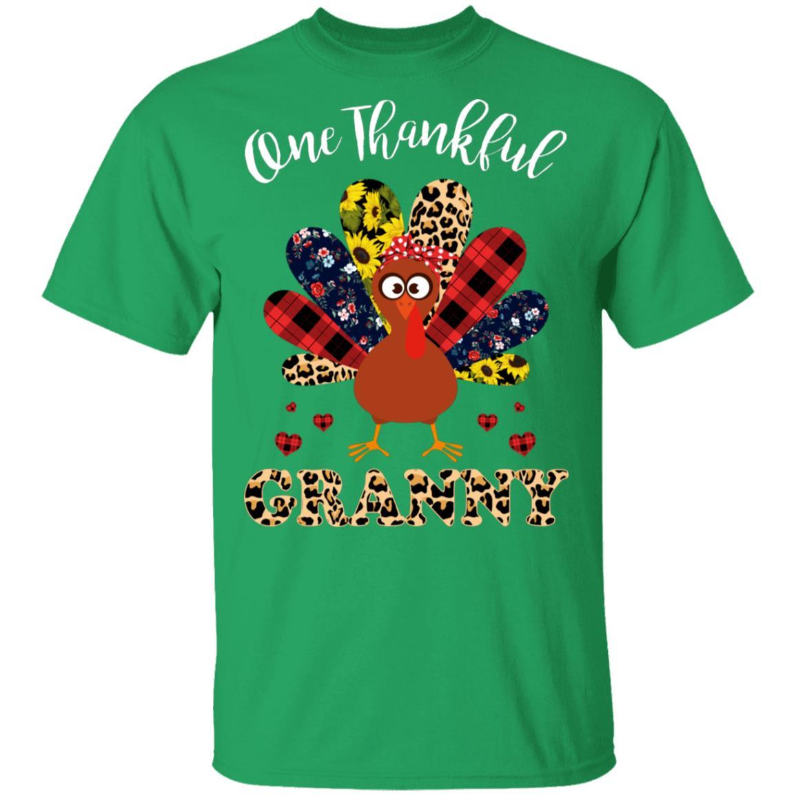 One Thankful Granny Leopard Turkey Thanksgiving Gift-T-Shirt & Sweatshirt-Classic T-Shirt-Irish Green