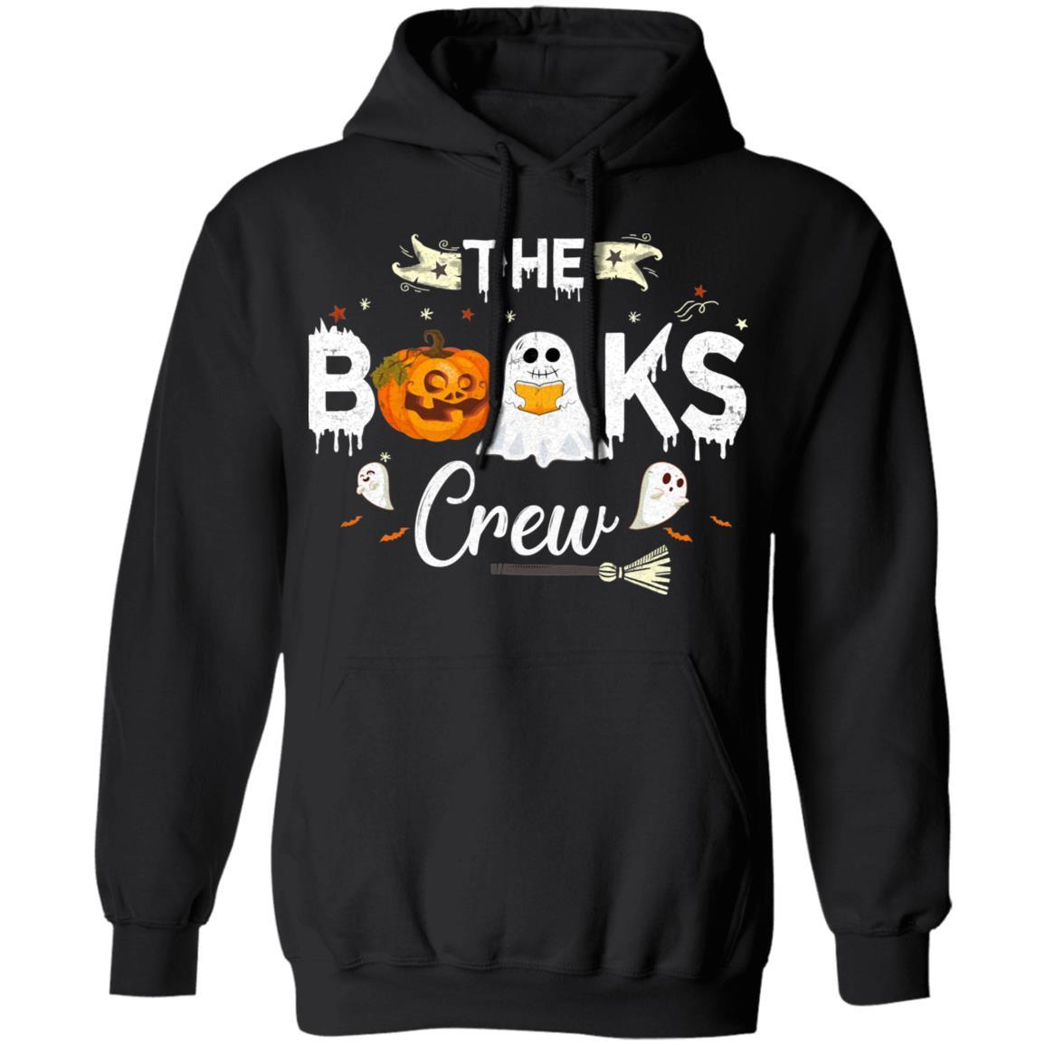 Funny Boo Books Crew Halloween Gift For Books Lover-T-Shirt & Hoodie-Pullover Hoodie-Black