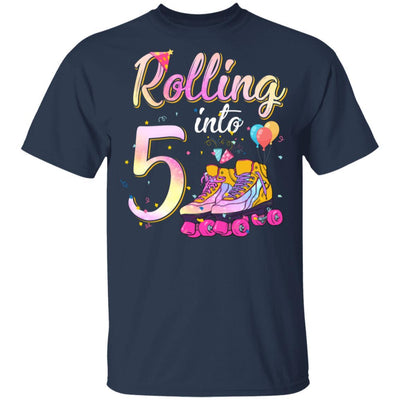 5 Years Old Birthday Girls Roller Skates 80's 5th Birthday Youth-Youth Shirt-Youth T-Shirt-Navy