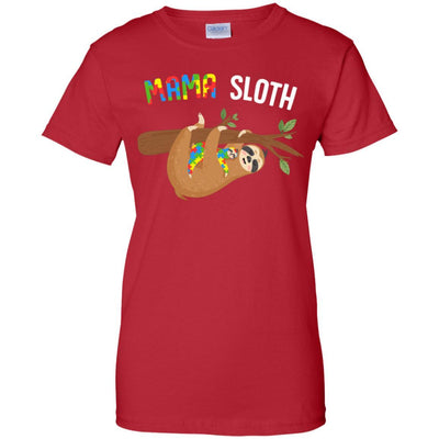 Mama Sloth Autism Awareness Mom Gift-T-Shirt & Hoodie-Women's T-Shirt-Red