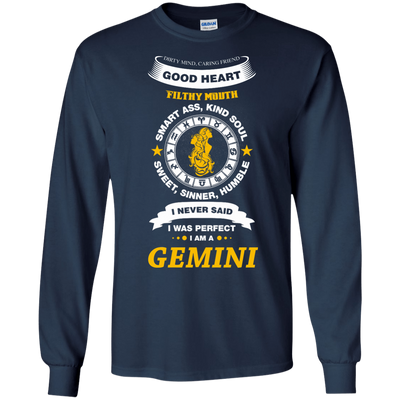 I Never Said I Was Perfect I Am A GEMINI-T-Shirt & Hoodie-Long Sleeve T-Shirt-Navy